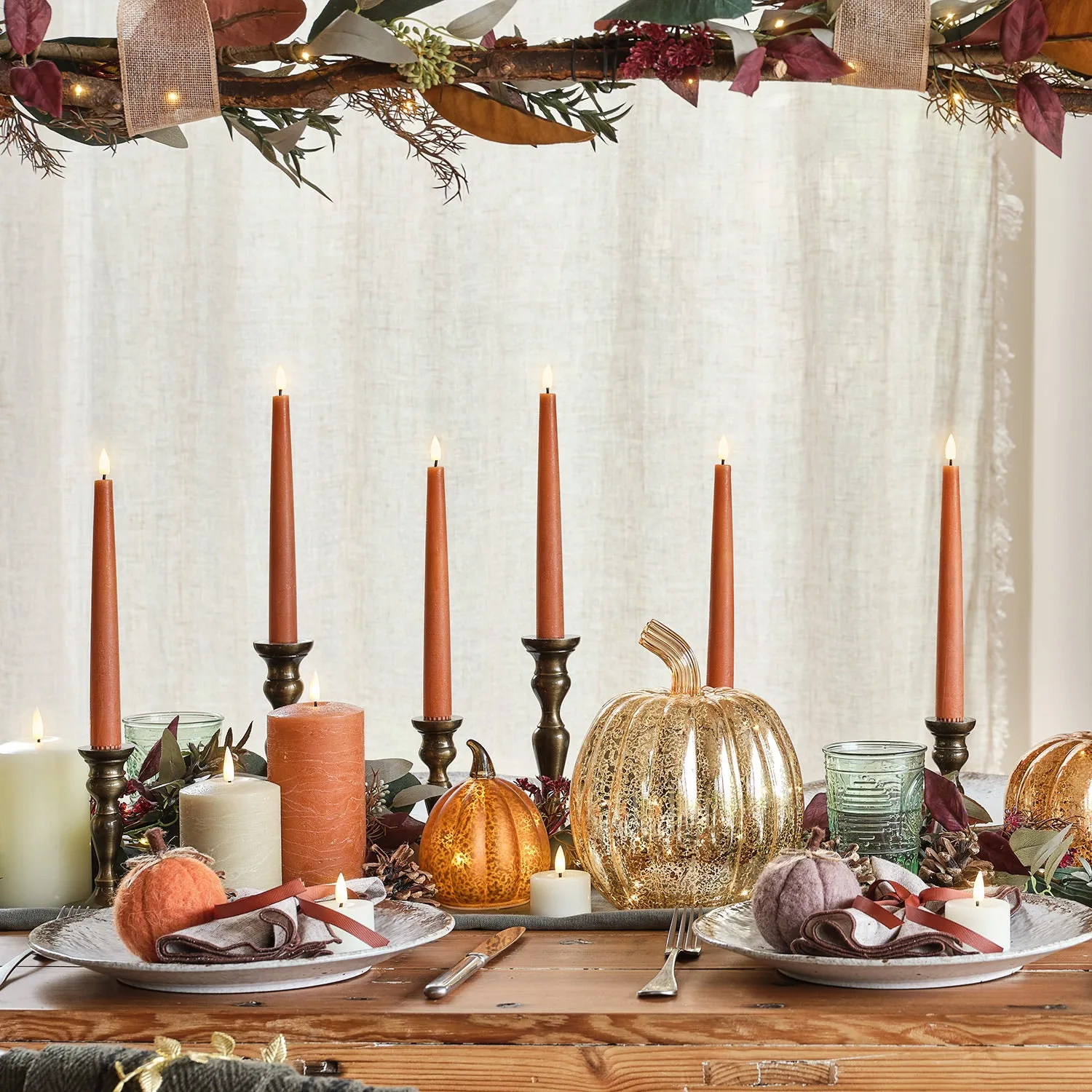 6 TruGlow® Distressed Orange LED Taper Candles