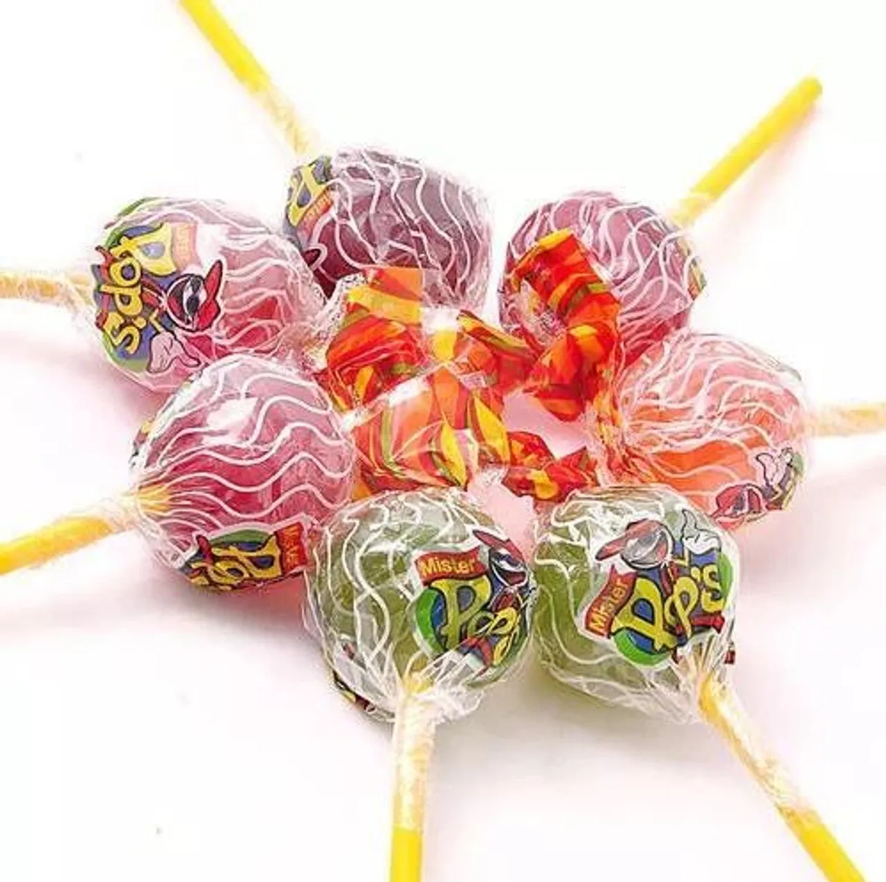 Arcor Mister Pops Sour Lollypops Assorted Flavors Pack of 50 630 g / 22.22 oz