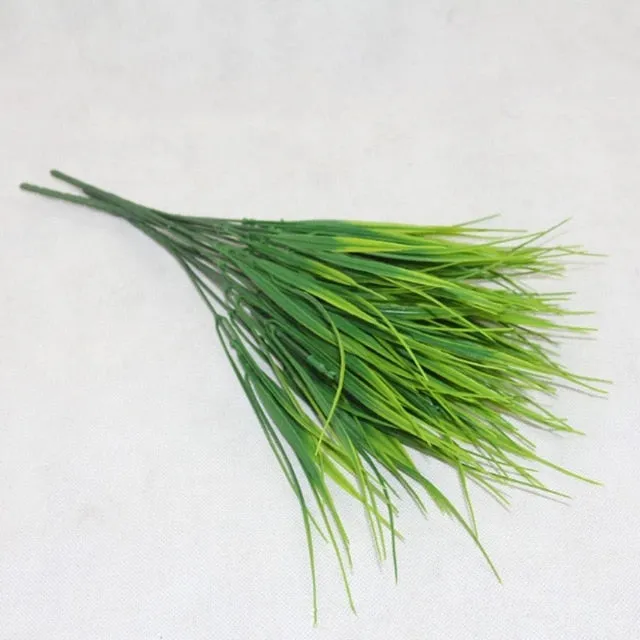 Grass Plastic Ferns Green Leaves Fake Flower