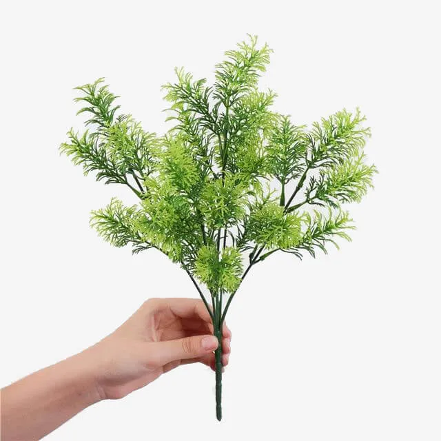 Grass Plastic Ferns Green Leaves Fake Flower