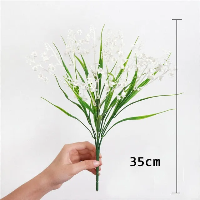 Grass Plastic Ferns Green Leaves Fake Flower