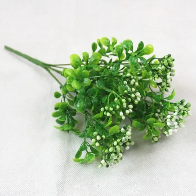 Grass Plastic Ferns Green Leaves Fake Flower