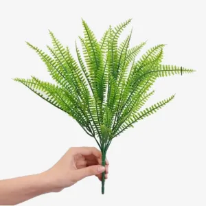 Grass Plastic Ferns Green Leaves Fake Flower