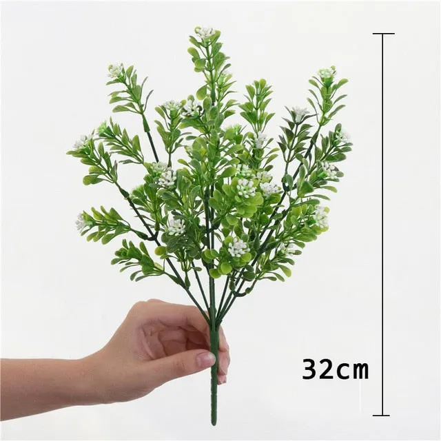 Grass Plastic Ferns Green Leaves Fake Flower