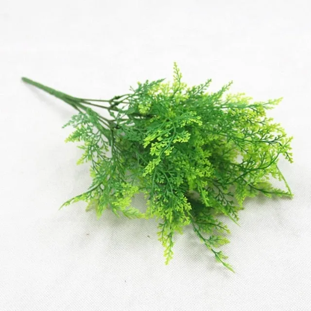 Grass Plastic Ferns Green Leaves Fake Flower