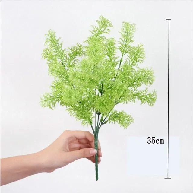 Grass Plastic Ferns Green Leaves Fake Flower