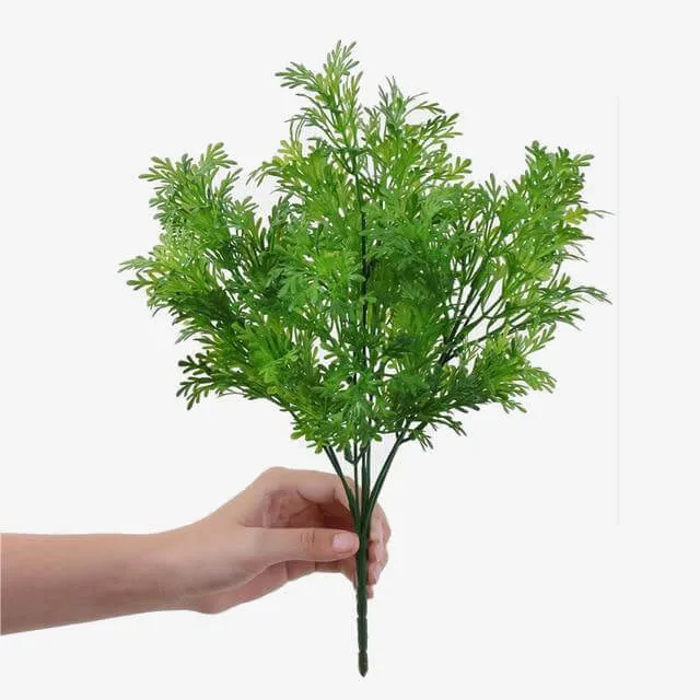 Grass Plastic Ferns Green Leaves Fake Flower