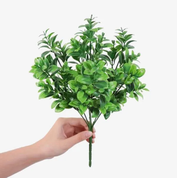 Grass Plastic Ferns Green Leaves Fake Flower