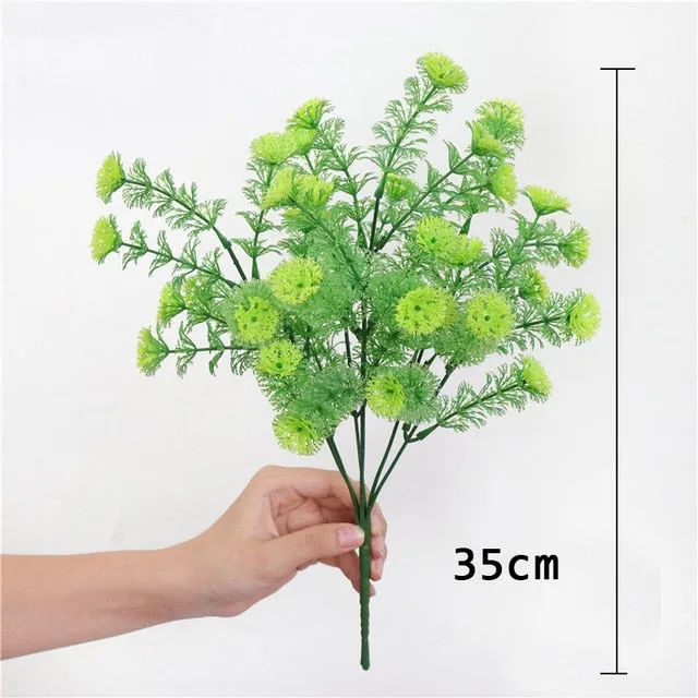 Grass Plastic Ferns Green Leaves Fake Flower